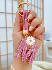 闪亮水钻字母钥匙扣 - 幸运水晶吊坠，闪亮合金饰物，适用于包包和背包 - 生日和特殊场合的完美礼物，钥匙链环包包背包饰物汽车挂件女士女孩礼物，钱包和手提包配件，字母表首字母 A-Z - 彩色 - 查看 26