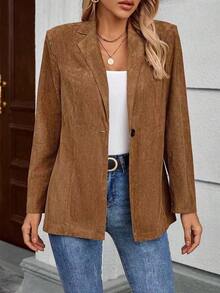 Women's Regular Fashionable Versatile Solid Color Single Button Blazer