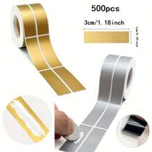 500pcs/Roll Sticker Sheets, Size: 1.18*0.39 Inches, Office Stickers, Scratch-Off Sticker Rolls, Rectangular Shape, Available In Gold And Silver, Coated Scratch-Off Film, Suitable For DIY Party, Event, Gift And Scratch Card Reward Stickers, Can Hide Text Codes.