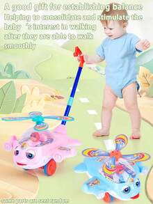 幼兒推車/騎乘玩具，推拉式馬造型，帶翅膀和鈴鐺，互動學習步行器玩具，適合3至7歲兒童，幫助寶寶行走，具有聲音和閃爍的眼睛，隨機顏色