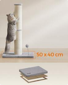 Cat Scratching Post, 85 Cm Tall Cat Scratcher For Medium And Large Cats, Furniture Scratching Deterrent Sisal Scratch Pole, Spring Pompom With Built-In Bell, Grey - Grey - View 7