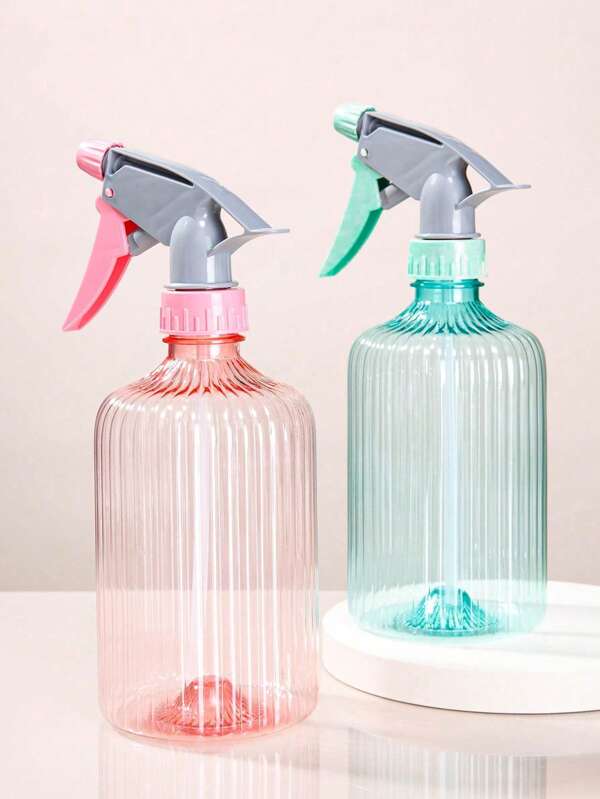 1Pc Plastic Spray Bottles Clear And Brown Refillable Container Empty Spray Bottle Adjustable Head Sprayer And Stream For Cleaning Products, Plants, Pet, Back To School, Travel Holiday Essentials, Hair Accessories For Women