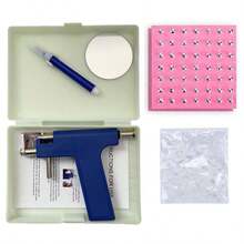 Reusable Ear Piercing Kit Professional Ear Piercing Gun With 98pcs Earrings Studs - Blue - View 11