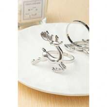 حلقات مفارش السفرة الكريسماسية 1قطعة/6قطع/12قطعة، حلقات معدنية لامعة ذات لون أحادي بتصميم نجمة الثلج والغزلان، تصميم منقوش مفتوح، ديكورات عيد الميلاد، ديكور المائدة، حفلات الزفاف والأعياد الميلادية - متعدد الألوان - مشاهدة 10