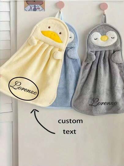 1pc Hanging Hand Towel, Absorbent Washcloth, Baby Hand Towel, Cute Penguin, Duck, Duckling Design Shower Towels For Beaty Salon, Hotel Sports,Home Essentials, Towel, Skin Care