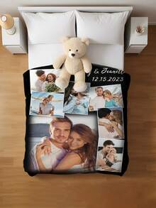 1pc Customized Photo Blanket, Personalized Flannel Blanket, Can Print Photos And Text, Mother's Day/Father's Day Gift, Home Bedding, Customized Photo Blanket, Family Personalized Photo Blanket, Suitable For Mother's Day, Birthday, Valentine's Day, Graduation, Father's Day, Wedding, Housewarming, Can Be Placed On Sofa, Bed, Car, Tea Room, Bedroom, Bathroom, Living Room, Dining Room, Etc. - Multicolor - View 7