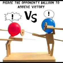 Juego de batalla de figuras de madera con 2 jugadores para reventar globos, juguete interactivo de marionetas de madera hechas a mano para fiestas