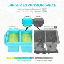 Silicone Freezer Tray With Lid-Soup Freezer Container Molds-2-Cup Extra Large Ice Cube Tray-Makes 4 Perfect 500ml Portions Cubes, For Freezing Soup,Stews,Sauces.Oven&Dishwasher-Safe(2-Pack)-585515 - Onepiece - 查看 6