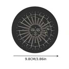 6pcs Black & Gold Sun & Moon Wooden Coasters - Heat Resistant, Suitable For Home, Afternoon Tea & Coffee - Ideal Christmas & Halloween Gift, 6pcs/Set, 1800pcs/300sets - Multicolor - View 4