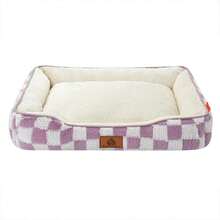1 Giường cho chó/mèo, Ấm áp, Có thể giặt được, Chất liệu vải nhung, Họa tiết ô vuông, Đáy chống trượt, Thích hợp cho chó nhỏ/vừa/lớn - Nhiều màu - Xem 19