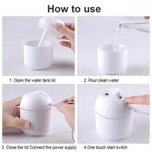 Portable Small Humidifier, USB Personal Desktop Humidifier For Car, Office Room, Bedroom, Auto Shut-Off, 2 Mist Modes, Super Quiet(220ml, White) - White - View 7