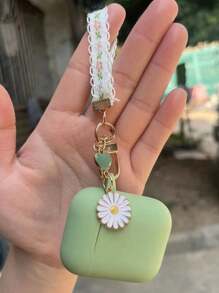 Apple 1pc Daisy Flower Keychain Earphone Cover Compatible With Airpods 4 Pro2 Airpods 3 Airpods2 1 Silicone One-Piece Soft