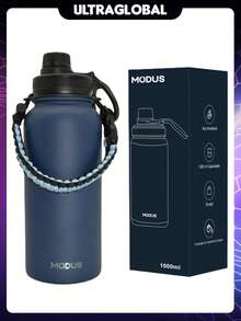 MODUS 1000ml Water Bottle Insulated Cold/Heat With Rope Portable Stainless Steel Sports Cup - Blue - View 1