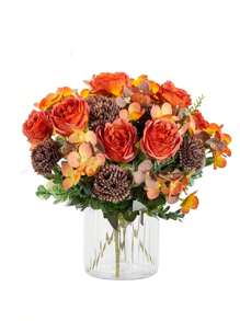 1PC/3PCS/80PCS Artificial Flowers Silk Hydrangea Bouquets Fake Tea Roses Artificial Plants For Autumn Decor, Wedding Vase For Home,Dining Room, Bedroom, Bathroom,Room Decorations, Festival Birthday Party Accessories, Outdoor Garden Decorations ﻿ ﻿ ﻿