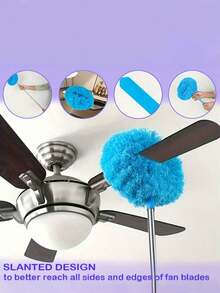 12ft Extendable Microfiber Duster - Blue, Long Handle, Dust-Proof, Reusable, Machine Washable, Easy Cleaning For Walls, Shelves, Furniture, Windows And Ceilings - Multicolor - View 3