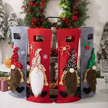 1pc Christmas Decoration Wine Bottle Bag, Christmas Wine Bottle Cover For Party Decor - Multicolor - View 3