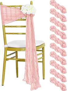 Cheesecloth Chair Sashes Aisle Decorations Light Pink 10/20 Packs, Chair Bow Designed Decorative Chair Cover Chair Sashes 108 Inch For Wedding Reception Party Hotel Decoration(Beige) - Multicolor - View 24