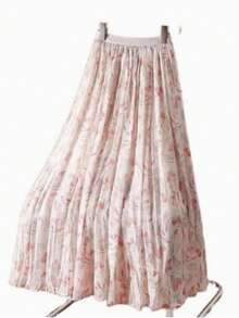 优雅印花褶裥A字半身裙，浪漫时尚，适合日常穿着、购物、约会、度假，是春夏的理想之选，四季皆宜。 - 淺粉色 - 查看 6