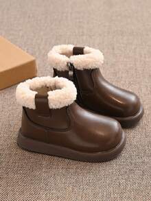 This Children's Thermal-Lined Hook And Loop Ankle Boots Are Suitable For Wearing In Winter