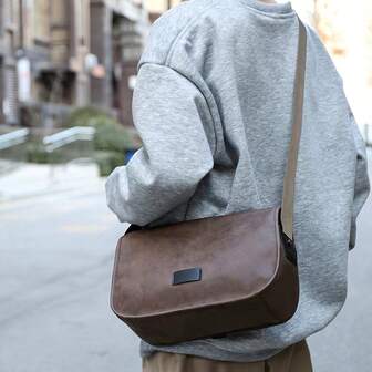 Bolso de cuero casual de alta calidad, estilo minimalista, bolso cruzado de alta gama, bolso multifuncional para ir y venir y ocio, bolso cuadrado de moda retro y desgastado