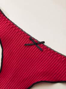 22 件女士棉质丁字裤，纯色，性感内裤，蝴蝶结细节，舒适，无缝，透气针织面料，多种颜色，浪漫，喜庆，性感内衣，黑色内裤，红色内衣可一次性使用