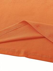 MA MAMA  MOM BRUH Print Crew Neck T-Shirt - Fashionable Womens Graphic Print T-Shirt - Casual Short Sleeve Crew Neck Top - Lightweight & Breathable For Spring & Summer Wardrobe, Polyester, 1 Piece, 200g - 橘色 - 查看 3