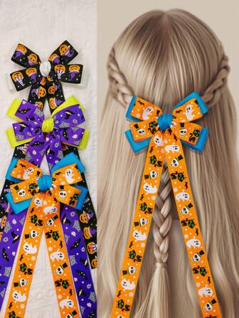 1 pezzo Fermaglio per capelli a fiocco per Ognissanti, accessorio per capelli unico, divertente e carino in per bambine e ragazze, decorazione adorabile per capelli per bambini