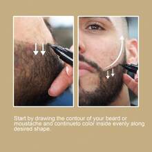 Lápiz de barba impermeable, resistente al sudor, para bigote, con cepillo de limpieza de larga duración, kit de relleno, impermeable, de cobertura duradera y acabado natural para barba, bigote y cejas, micropunta para una aplicación suave, cepillo de cerdas incluido, accesorios de barbería - 1 - Ver 4