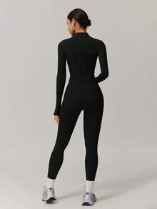 6pecil 2 Stücke/Set Damen Slim Fit Lässig Yoga Outfit, Langarm Top und lange Hose für Alltag Herbst/Winter Gym Set Trainingsanzug für Frauen