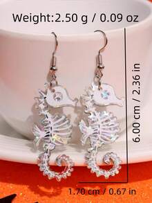 1 Cặp khuyên tai acrylic hình đầu lâu Punk & cá ngựa thời trang, tinh tế, đa năng, độc đáo, sáng tạo dành cho nữ, thích hợp cho hàng ngày, tiệc tùng, đi làm, ngày lễ - Nhiều màu - Xem 5