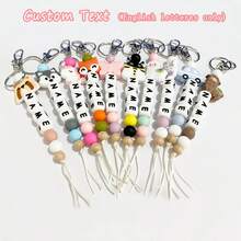 1PC Custom Animal Letter Keychain, Can Be Used As Name Bag Hanging,Back To School Gifts,Customized Keychains & Accessories,End Of Summer,Delicate Romance,For Office,For School,For Classroom,For Teacher Gifts,For University,For Colleague,For Dorm Rooms - Silicone Keychain - View 4