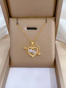 1 Piece Of Dazzling Love Butterfly Light Luxury Temperament Full Diamond Necklace Female Versatile Collarbone Chain Titanium Steel Chain