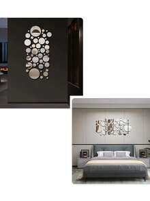 32pcs Large And Small Circle Mirror Wall Stickers, Acrylic Wall Decoration Circle Mirror, Room Decoration Stuff, Bedroom Decor, Room Decor, Bathroom Decor.