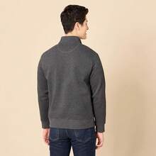 Men's Long-Sleeve Quarter-Zip Pullover Fleece Sweatshirt, Style - 炭灰色石南花 - 查看 3
