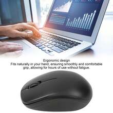 Ratón inalámbrico portátil con receptor USB Ratón inalámbrico ergonómico para ordenador portátil Ratón inalámbrico para oficina doméstica, compatible con Windows/macOS/iPadOS, ordenador portátil, PC - Diseño ergonómico - negro - Ver 2