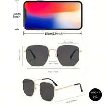 Vintage Punk Style Large Frame Gold Metal Frame Fashion Glasses - Suitable For Men And Women, Ideal For Fashionable Outfits - Vàng đôi xám - Xem 5