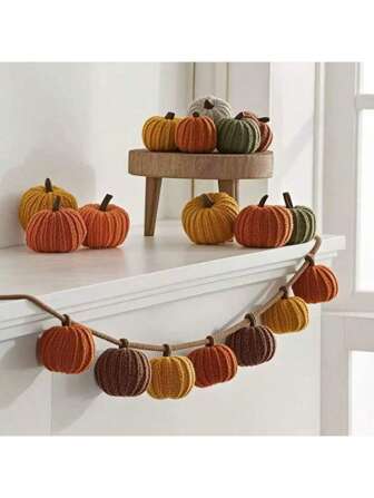 Thanksgiving Harvest Pumpkins Decorations, Home Ornaments, Harvest Season Hanging Decorations, Super Soft Handmade Knitted Fabric, Cartoon Filled Vegetables, Christmas Halloween Gift Decorations