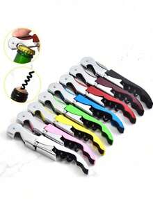 1pc Professional Waiter's Corkscrew Wine Bottle Opener Set,Colorful Wine Bottle Opener,Multifunctional Beer Bottle Opener,Creative Portable Bottle Opener,Suitable For Restaurants, Waiters, Bartenders, And Parties, For Outdoor, Camping - Multicolor - View 3