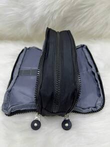 School Pencil Case With 3 Dividers And Elastic For Pencils And Pens - 黑色 - 查看 3