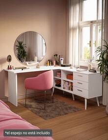 Tocador de Esquina para Maquillaje o Escritorio Madesa Color Blanco - Blanco - Ver 11