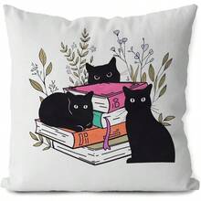 Geschenke für Katzenmamas: 18x18 Kissenbezüge - Gelb & Schwarz, Geschenkset für Katzenliebhaber