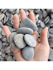 6/12 件大型天然河石 - 优质扁平光滑鹅卵石，用于绘画、绘画岩石 - 可直接绘画的河石艺术、曼陀罗、善良、DIY 工艺品、花园装饰、SHARKWOODS 岩石绘画套件，多用于户外使用和花瓶填充 - 彩色 - 查看 7