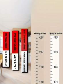 现代墙高卷尺 - 耐用 PC 材质，易读标记，可书写和重复使用，适用于房间和墙壁装饰、家居装饰、装饰测量工具、时尚设计、精密测量工具、现代装饰、高品质材料、DIY 爱好者墙贴墙贴贴纸房间装饰