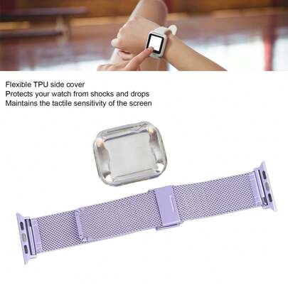 Para correas de reloj de Apple de los hombres, Milanese Mesh Loop para Apple Watch Series4-6 40mm, ajuste de reemplazo de acero inoxidable correa de reloj para Ios Watch,1.6inch reemplazo de la correa de acero inoxidable de protección de metal correa de la banda