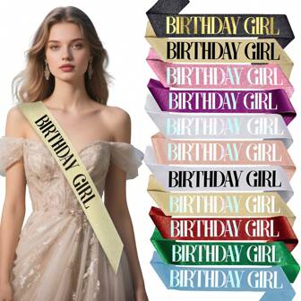 1Pc Colorful Birthday Sash For Women Pink Birthday Sash Glitter Birthday Sash For Women Birthday For Women Happy Birthday Decorations Accessories,Christmas