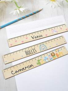 Customized Wooden Ruler, Cute Animal Stationery, Personalized Name Stationery, Customized Back To School Gift, Customizable Name Gift, Ruler, Montessori Learning Tool - Style a - View 6