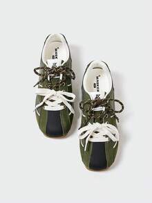 MASKERT 女士休闲鞋，女士复古平底鞋，轻便系带运动鞋，女士柔软舒适休闲鞋，百搭运动鞋 - 綠色 - 查看 8