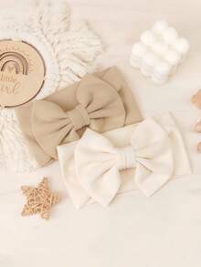 3pcs Baby Girl Striped Bow Headbands, Soft Elastic Hair Bands, Suitable For Daily Wear, Valentine's Day Gift, Valentine's Day Special - Multicolor - View 3