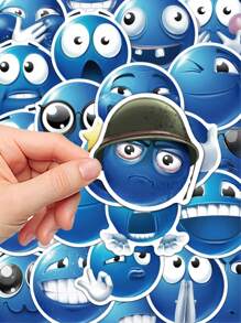 50张卡通蓝豆MEME贴纸滑板吉他行李笔记本电脑剪贴簿装饰创意贴纸 - 彩色 - 查看 5