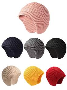 Autumn/Winter Knitted Ear Warmer Hat, Warm And Windproof, Unisex For Adults And Kids - 1PC - View 1
